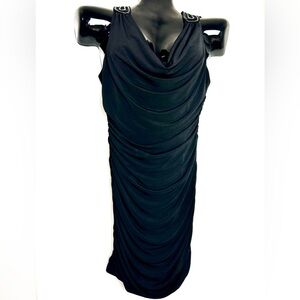 Black Draped Cowl Neck Womens Dress *NWT